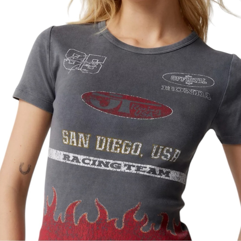 Urban Outfitters San Diego Racing Baby Tee Gray Size XXXL NWT